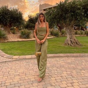 Zara 2 Piece Green Top & Pants Co Ord Set